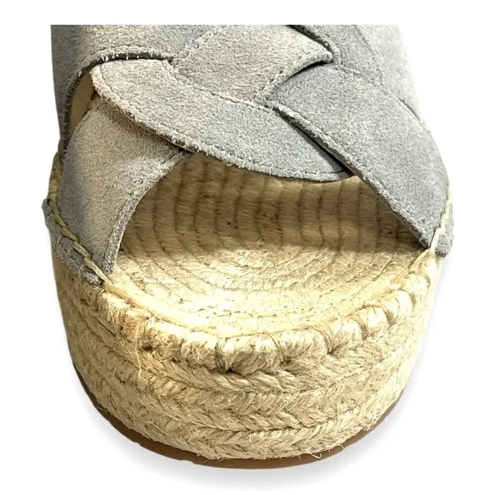 KENNETH COLE OLIVIA SWIRL MULES Grey Suede Leather Rope Sides/Insole SZ 7.5 NWT